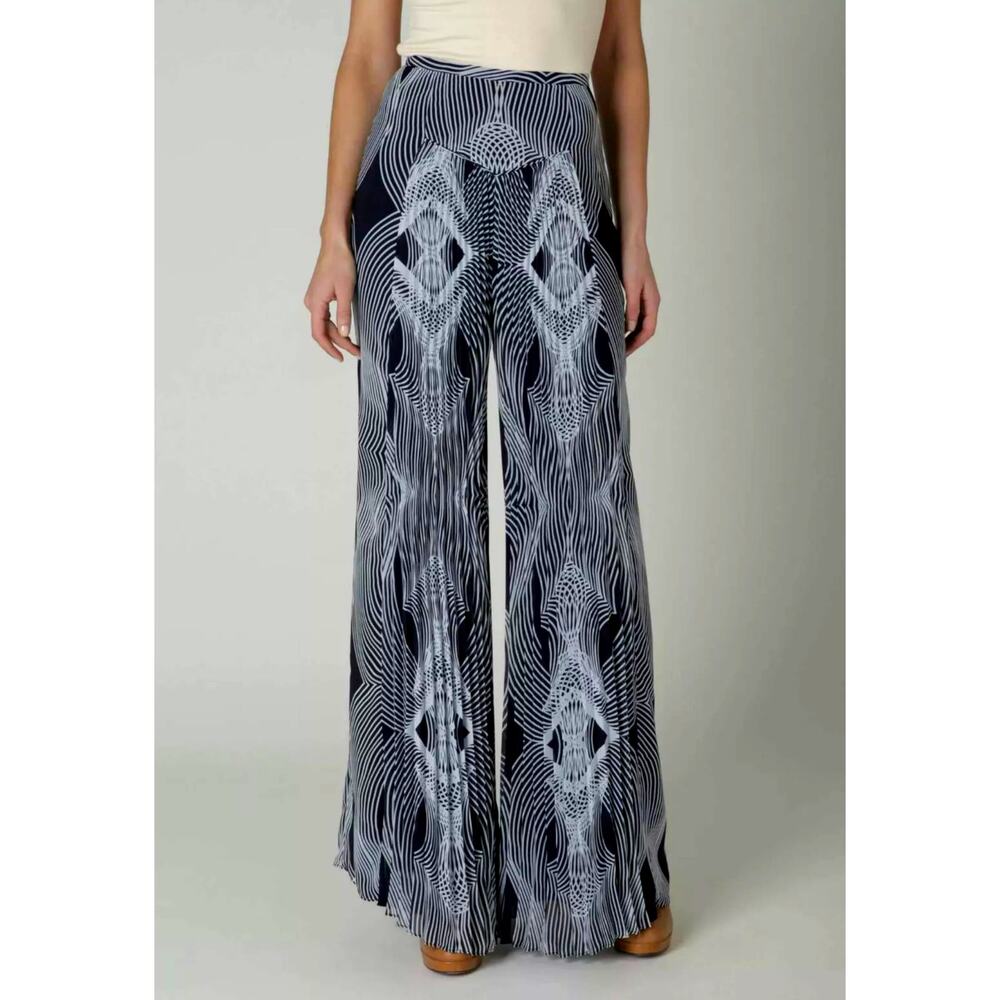 New Leifsdottir Pleated Optic Palazzos pants by Anthropologie Size 4 Side Zipper